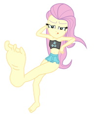 Size: 788x1014 | Tagged: safe, artist:kinkyfeet, fluttershy, mean fluttershy, equestria girls, equestria girls series, i'm on a yacht, the mean 6, spoiler:eqg series (season 2), alternate hairstyle, base used, belly button, clone, equestria girls-ified, feet, flutterfeet, fluttermean, foot focus, midriff, simple background, soles, solo, tube top, vector, wiggling toes