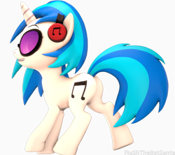 Size: 2044x1811 | Tagged: safe, artist:flushthebatsanta, dj pon-3, vinyl scratch, pony, unicorn, 3d, female, glasses, headphones, looking at you, mare, open mouth, plot, solo, source filmmaker, sunglasses