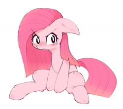 Size: 1446x1278 | Tagged: safe, artist:91o42, pinkie pie, earth pony, pony, blushing, crying, female, floppy ears, mare, pinkamena diane pie, simple background, solo, white background