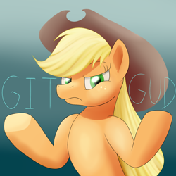 Size: 1500x1500 | Tagged: safe, artist:huffy26, applejack, earth pony, pony, atg 2018, cowboy hat, female, freckles, git gud, hat, mare, newbie artist training grounds, solo, stetson, underhoof, wavy mouth