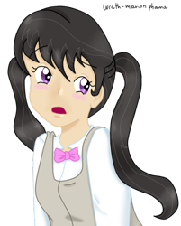 Size: 519x644 | Tagged: safe, artist:wrath-marionphauna, octavia melody, human, alternate hairstyle, blushing, clothes, digital art, humanized, pigtails, solo