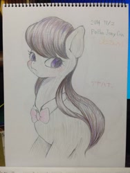 Size: 768x1024 | Tagged: safe, artist:ayahana, photographer:lemonspark mlp, octavia melody, earth pony, pony, blushing, colored pencil drawing, cute, japan ponycon, japanese, solo, tavibetes, traditional art