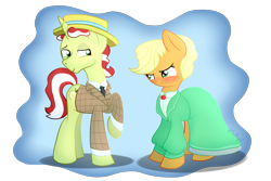 Size: 3000x2000 | Tagged: safe, artist:vcm1824, applejack, flim, earth pony, pony, female, flimjack, male, shipping, simple background, straight, transparent background