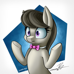 Size: 3300x3300 | Tagged: safe, artist:supermoix, octavia melody, earth pony, pony, abstract background, confused, high res, shrug, solo