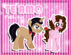 Size: 1600x1236 | Tagged: safe, artist:shinta-girl, oc, oc only, oc:shinta pony, aaron pony, flower, i love you, spanish, te amo