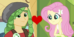 Size: 902x458 | Tagged: safe, fluttershy, sandalwood, equestria girls, female, male, sandalshy, shipping, shipping domino, straight