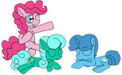 Size: 1738x1080 | Tagged: safe, artist:徐詩珮, glitter drops, pinkie pie, spring rain, earth pony, pony, unicorn, my little pony: the movie, dancing, glitter drops is not amused, happy, prank, simple background, sleeping, spring rain is not amused, tempest shadow's friends, transparent background, unamused