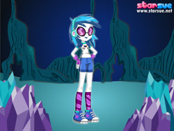 Size: 800x600 | Tagged: safe, artist:user15432, dj pon-3, vinyl scratch, human, equestria girls, legend of everfree, camp everfree outfits, clothes, converse, fingerless gloves, glasses, gloves, hasbro, hasbro studios, headphones, shoes, sneakers, socks, starsue