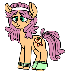 Size: 881x934 | Tagged: safe, artist:sodaaz, oc, oc only, oc:monarch apple, pony, apple family, ear fluff, headband, leg warmers, magical lesbian spawn, next generation, offspring, parent:applejack, parent:fluttershy, parents:appleshy, simple background, white background