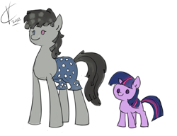 Size: 1229x943 | Tagged: safe, artist:valcron, smarty pants, twilight sparkle, pony, female, filly, filly twilight sparkle, ponified, simple background, white background, younger