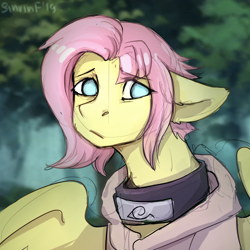 Size: 2000x2000 | Tagged: safe, artist:flysouldragon, fluttershy, pegasus, pony, clothes, crossover, flutterhinata, hyuuga hinata, naruto, sketch, solo