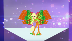 Size: 1733x996 | Tagged: safe, artist:selenaede, artist:user15432, applejack, human, equestria girls, base used, clothes, crossover, ear piercing, earring, fairy, fairy wings, flower, hasbro, hasbro studios, high heels, humanized, jewelry, onyrix, piercing, ponied up, rainbow s.r.l, shoes, transformation, winged humanization, wings, winx club, world of winx