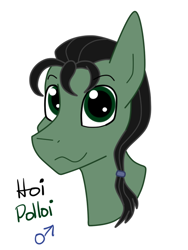 Size: 492x656 | Tagged: safe, artist:rosequartz1, oc, oc only, oc:hoi polloi, pony, bust, male, offspring, parent:tree hugger, parent:zephyr breeze, parents:zephyrhugger, portrait, simple background, solo, stallion, white background