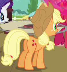 Size: 321x344 | Tagged: safe, screencap, applejack, earth pony, pony, mmmystery on the friendship express, cropped, female, mare, plot, solo focus