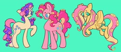 Size: 2048x893 | Tagged: safe, artist:echobone, fluttershy, pinkie pie, rarity, monster pony, octopony, original species, species swap, tentacle hair