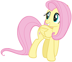 Size: 6702x5803 | Tagged: safe, artist:andoanimalia, fluttershy, pegasus, pony, filli vanilli, absurd resolution, cute, female, mare, shyabetes, simple background, smiling, solo, transparent background, vector, walking