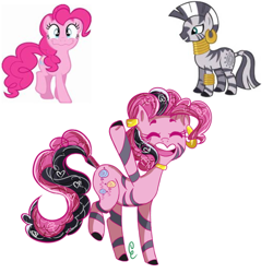 Size: 540x540 | Tagged: safe, artist:ask-cheri, pinkie pie, zecora, earth pony, hybrid, pony, zebra, zony, commissioner:bigonionbean, female, fusion, mare