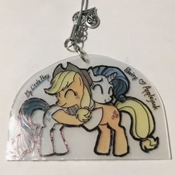 Size: 1280x1278 | Tagged: safe, artist:sayu1091, applejack, rarity, craft, cute, female, hug, irl, jackabetes, keychain, lesbian, photo, raribetes, rarijack, shipping