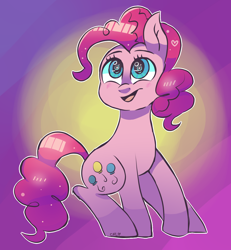 Size: 1200x1300 | Tagged: safe, artist:cosmic-pincel, pinkie pie, earth pony, pony, cute, diapinkes, female, heart, mare, open mouth, solo