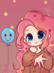 Size: 520x700 | Tagged: safe, artist:蛋白石, pinkie pie, human, balloon, female, humanized, solo