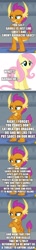 Size: 500x3500 | Tagged: safe, edit, edited screencap, screencap, fluttershy, smolder, dragon, pegasus, pony, comic:the epilogue, sweet and smoky, barbecue sauce, barbeque, comic, fanfic art, food, implied garble, lesson, meat, metaphor, reformation, screencap comic, title drop