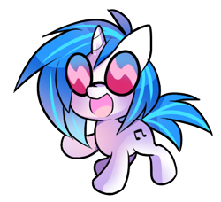 Size: 908x827 | Tagged: safe, artist:pekou, dj pon-3, vinyl scratch, pony, unicorn, chibi, cute, female, mare, open mouth, simple background, solo, transparent background, vinylbetes