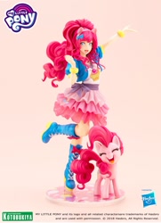 Size: 1000x1385 | Tagged: safe, artist:shunya yamashita, pinkie pie, earth pony, human, pony, bishoujo, boots, clothes, cute, eyes closed, female, humanized, kotobukiya, kotobukiya pinkie pie, mare, moe, open mouth, pony ears, self ponidox, shoes, skirt