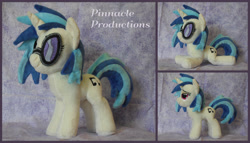 Size: 3500x2000 | Tagged: safe, artist:bluedragonflyplush, dj pon-3, vinyl scratch, pony, unicorn, beanie (plushie), female, glasses, horn, irl, mare, photo, plushie, prone, solo, standing, vinyl's glasses