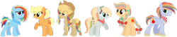 Size: 1024x216 | Tagged: safe, artist:xhalesx, applejack, rainbow dash, earth pony, pegasus, pony, appledash, family, female, lesbian, magical lesbian spawn, offspring, parent:applejack, parent:rainbow dash, parents:appledash, shipping, simple background, transparent background