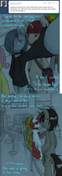 Size: 1280x3612 | Tagged: safe, artist:lonelycross, fluttershy, marble pie, oc, oc:coffee bean, oc:pinkenta, pegasus, pony, ask, ask lonely inky, choker, comic, concert, dialogue, line, lonely inky, nine inch nails, question, queue, sadistic sweetie belle, talking, tumblr