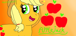 Size: 1006x477 | Tagged: safe, artist:allyprincessgirl101, applejack, earth pony, pony, cutie mark, cutie mark background, freckles, hat, solo