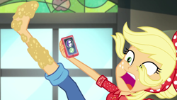 Size: 1920x1080 | Tagged: safe, applejack, better together, equestria girls, rollercoaster of friendship, slipping, solo
