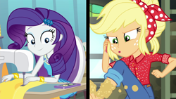 Size: 1920x1080 | Tagged: safe, screencap, applejack, rarity, better together, equestria girls, rollercoaster of friendship