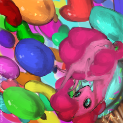 Size: 1000x1000 | Tagged: safe, artist:kaakaosusi, pinkie pie, earth pony, pony, balloon, female, mare, solo