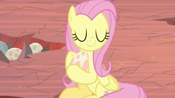 Size: 1920x1080 | Tagged: safe, screencap, fluttershy, pegasus, pony, sweet and smoky, cute, egg, eyes closed, shyabetes, solo