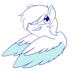 Size: 1119x1049 | Tagged: safe, artist:notenoughapples, oc, oc only, oc:ryder, pegasus, pony, bust, colored wings, colored wingtips, simple background, smiling, solo, white background