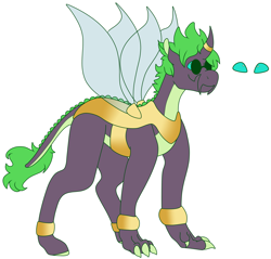 Size: 3688x3520 | Tagged: safe, artist:midnight-drip, oc, oc only, oc:phoenix flame, hybrid, high res, interspecies offspring, magical gay spawn, parent:spike, parent:thorax, parents:thoraxspike, simple background, solo, sunglasses, white background