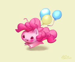 Size: 1378x1146 | Tagged: safe, artist:holivi, pinkie pie, earth pony, pony, balloon, chibi, cute, diapinkes, female, mare, smiling, solo