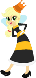 Size: 273x590 | Tagged: safe, artist:selenaede, artist:user15432, applejack, bee, human, equestria girls, barely eqg related, base used, bee wings, clothes, crossover, crown, cuphead, dress, gloves, hasbro, hasbro studios, high heels, humanized, jewelry, queen bee, regalia, rumor honeybottoms, shoes, studio mdhr, winged humanization, wings