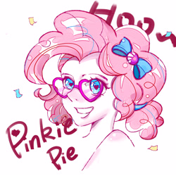 Size: 4093x4093 | Tagged: safe, artist:sain_an, pinkie pie, equestria girls, absurd resolution, bow, female, glasses, solo