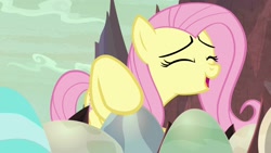 Size: 1920x1080 | Tagged: safe, screencap, fluttershy, pegasus, pony, sweet and smoky, cute, egg, happy, shyabetes, solo