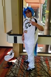 Size: 2032x3077 | Tagged: safe, dj pon-3, vinyl scratch, human, clothes, convention, cosplay, costume, everfree northwest, everfree northwest 2019, irl, irl human, photo