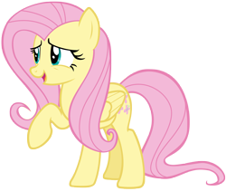 Size: 6729x5692 | Tagged: safe, artist:andoanimalia, fluttershy, pegasus, pony, the hooffields and mccolts, absurd resolution, cute, female, mare, open mouth, raised hoof, simple background, solo, transparent background, vector