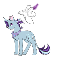 Size: 1000x800 | Tagged: safe, artist:uniquecolorchaos, oc, oc only, oc:blue jasper, pony, unicorn, magic, magical lesbian spawn, male, offspring, parent:starlight glimmer, parent:trixie, parents:startrix, simple background, solo, stallion, white background