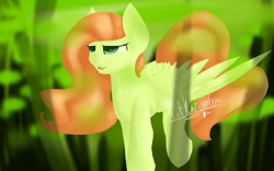 Size: 1280x800 | Tagged: safe, artist:penpale-heart, fluttershy, pegasus, pony, female, forest, lidded eyes, mare, open mouth, solo