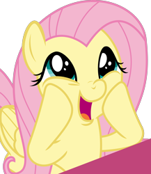 Size: 3512x4042 | Tagged: safe, artist:sketchmcreations, fluttershy, pegasus, pony, sweet and smoky, cute, daaaaaaaaaaaw, eye shimmer, female, happy, hnnng, mare, open mouth, shyabetes, simple background, smiling, transparent background, vector, weapons-grade cute