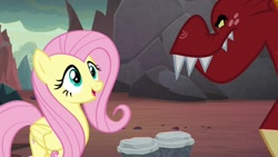 Size: 1920x1080 | Tagged: safe, screencap, fluttershy, garble, dragon, pegasus, pony, sweet and smoky