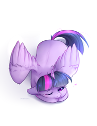 Size: 1550x2000 | Tagged: safe, artist:shellydreams, twilight sparkle, twilight sparkle (alicorn), alicorn, pony, cheek fluff, cute, floating heart, floppy ears, heart, one eye closed, prone, simple background, solo, twiabetes, white background