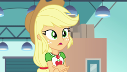 Size: 1920x1080 | Tagged: safe, screencap, applejack, better together, equestria girls, rollercoaster of friendship, geode of super strength, solo