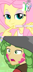 Size: 664x1432 | Tagged: safe, fluttershy, sandalwood, equestria girls, 1000 hours in ms paint, exploitable meme, female, male, meme, pregnancy test, pregnancy test meme, sandalshy, shipping, straight